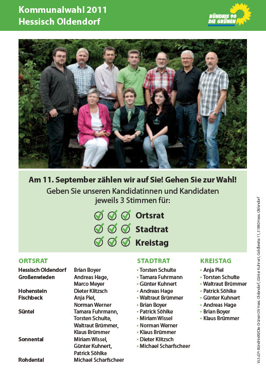 Listenaufstellung Gr&uuml;ne Hessisch Oldendorf