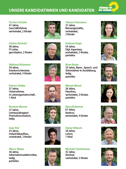 Grüne KandidatInnen zur Kommunalwahl 2011